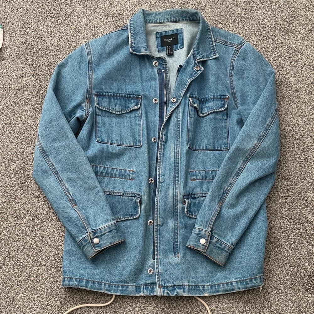 Forever 21 Men's Blue Denim Shirt Jacket